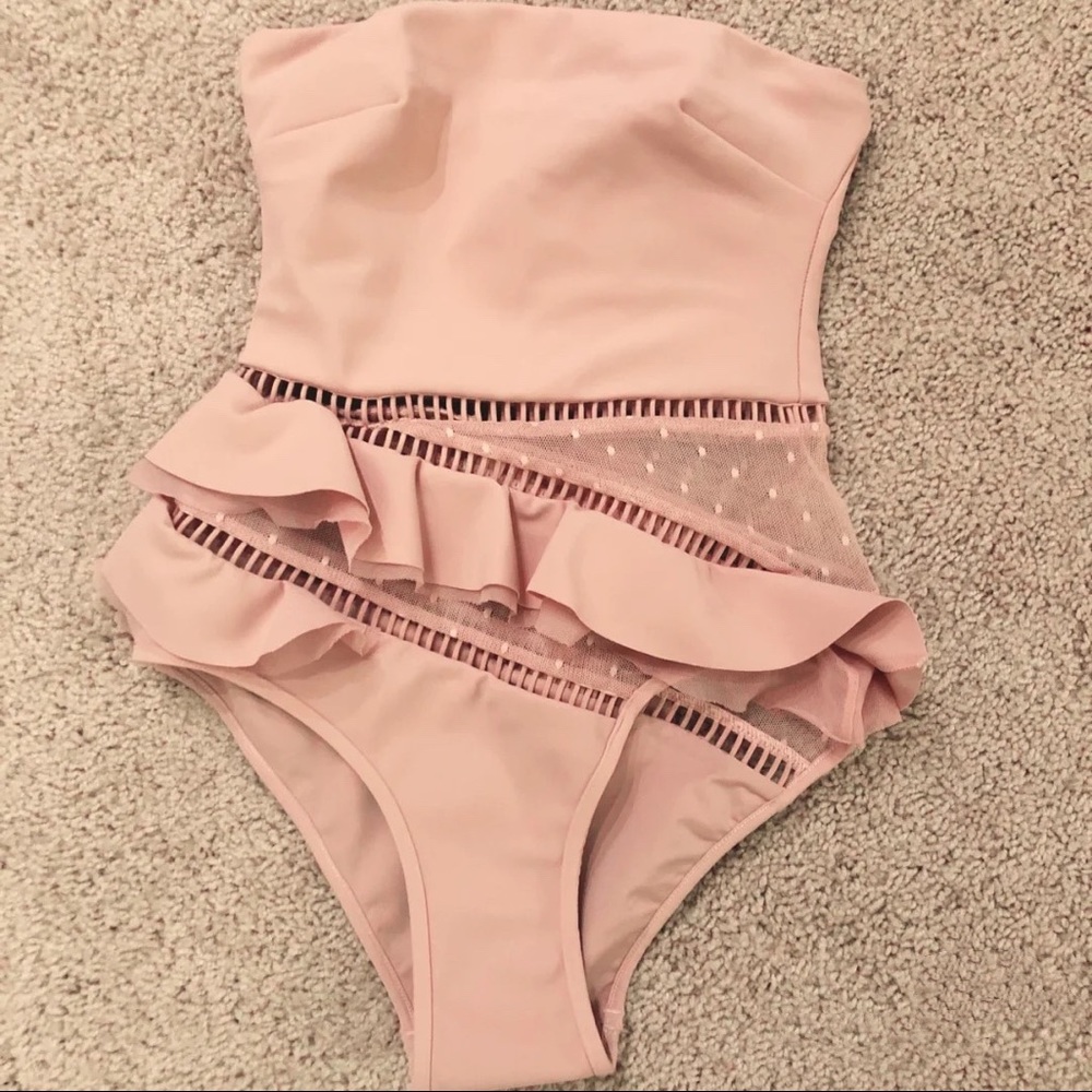 Zimmermann bayou ruffled one piece pink blush swim 0 New